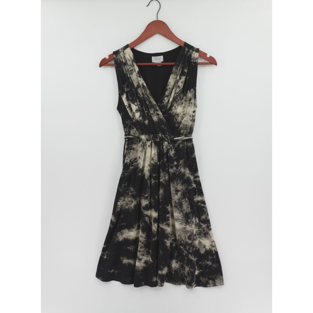 Jigsaw‎ London Tie-Dye Dress XS Black Faux-Wrap Belted Soft-Grounge